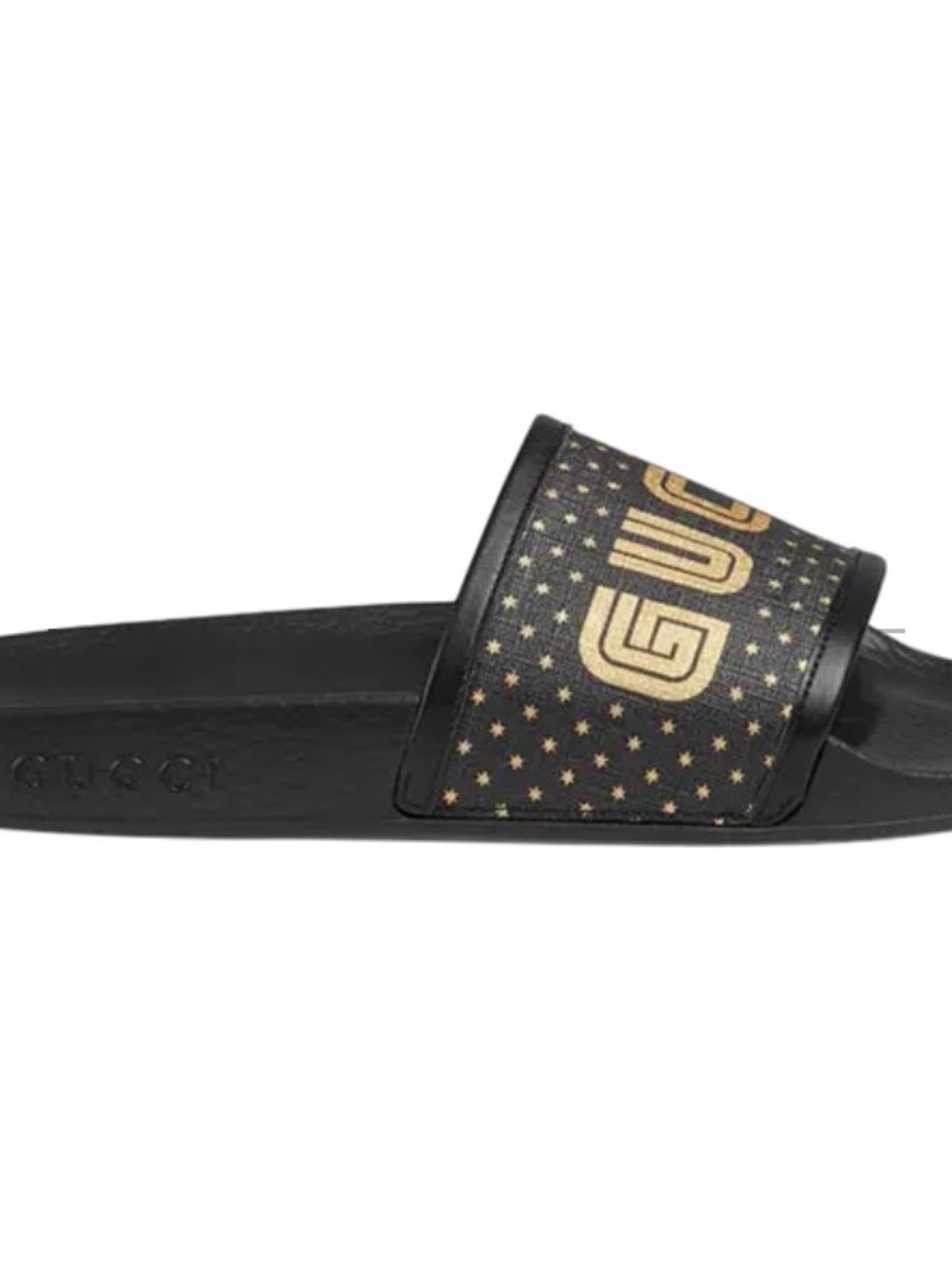 GUCCI~519996 “Guccy” Slides, Black/Gold, Unisex - Picture 6 of 7